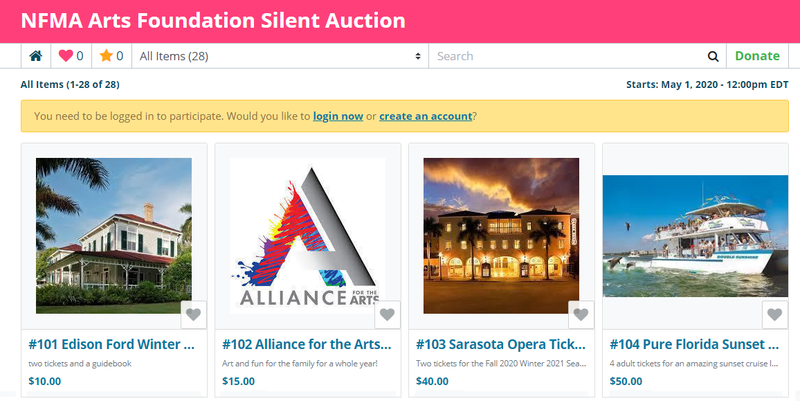 NFMA Arts Foundation Silent Auction Site